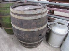 Wooden barrel, diameter top 48cms, height 68cms.