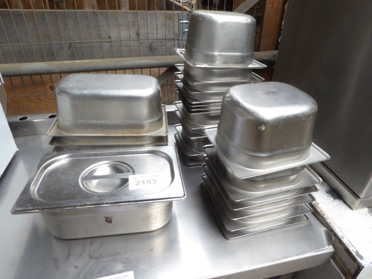 22 stainless steel gastronorms containers.