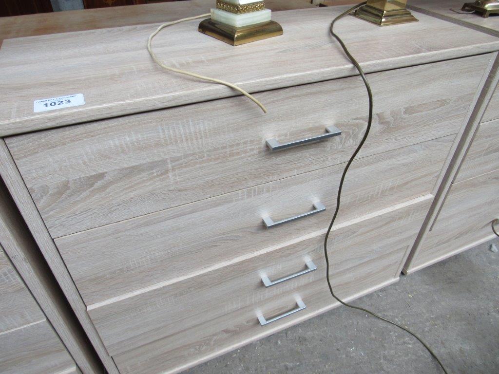 Melamine chest of 4 drawers, 98 x 40 x 86cms.