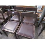 12 brown leather-effect seat chairs.