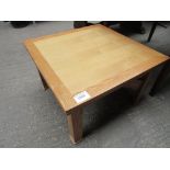 Laminated fold out swivel top low table, 72 x 72 (closed) x 46cms.