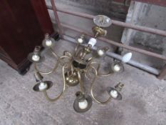 Brass 8 branch chandelier.