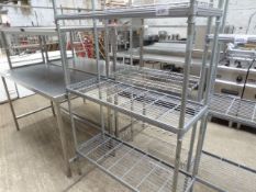 Three tier wire rack with three tier corner rack.