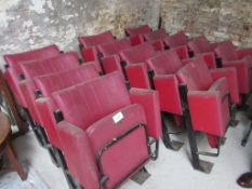 14 red upholstered ""Executive"" seats from Elm Park Stadium, Reading.