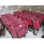 14 red upholstered ""Executive"" seats from Elm Park Stadium, Reading.