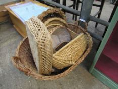 Large wicker basket and quantity of other baskets.