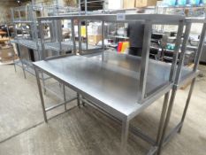 Stainless steel preparation table with over shelf.