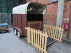 Converted Horse Trailer in brown and cream livery complete with electrical socket, electric light,