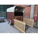 Converted Horse Trailer in brown and cream livery complete with electrical socket, electric light,