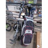 Wilson golf bag together with Wilson and G5 clubs and Powakaddy Highway trolley.