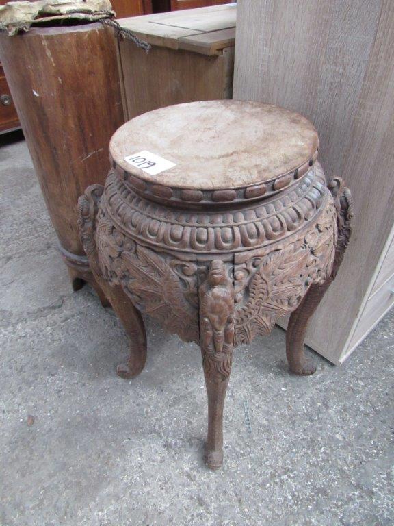 Ethnic drum together with an Indian Elephant table. - Image 2 of 2