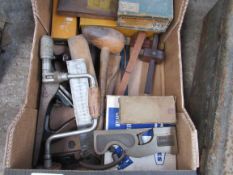 Box of carpenters tools.