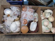 3 boxes of assorted china ware.