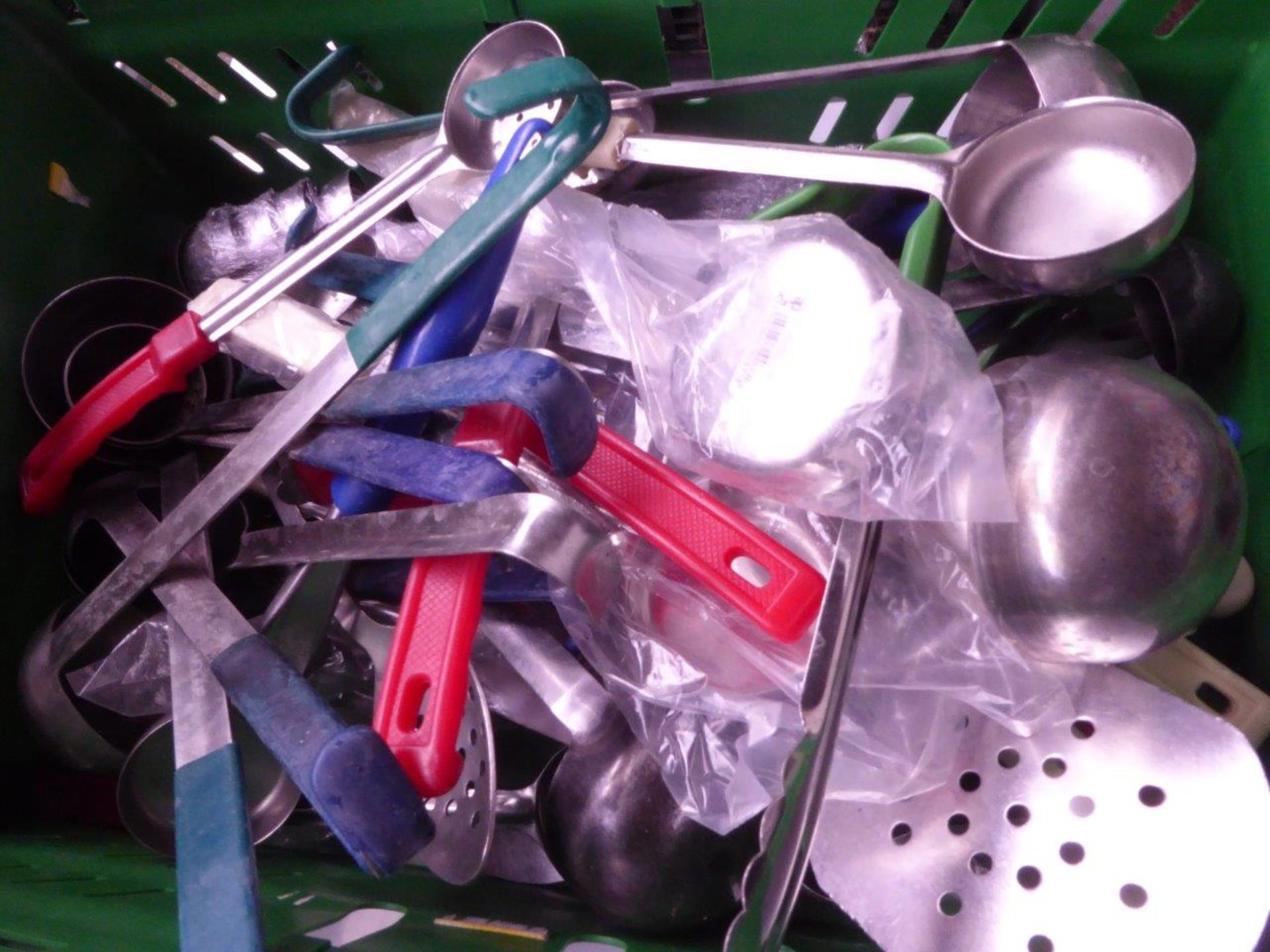 Utensils in tray.