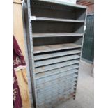 Metal 15 shelf open unit, 92 x 31 x 92cms.