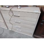 Melamine chest of 4 drawers, 98 x 40 x 86cms.