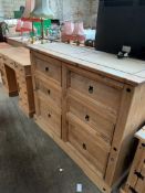 Pine 6 graduated chest of drawers, 133 x 49 x 105cms.