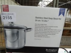 Deep 9 litre stock pot with lid for induction hobs.