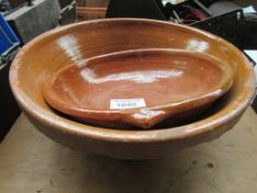 2 19th Century terracotta diary bowls.