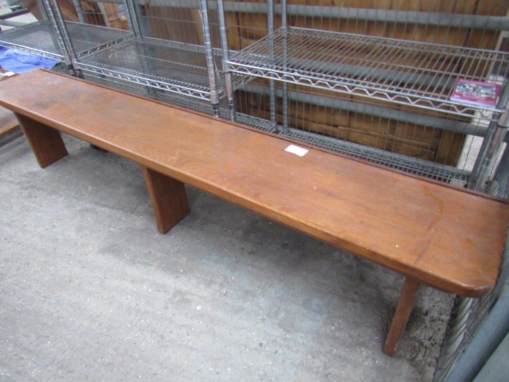 Long oak bench, length 220 x 46cms high.