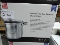 Deep 9 litre stock pot with lid for induction hobs.