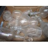 Box of various glass decanters.