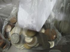 Box of various coins.