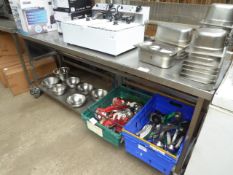 Large stainless steel 2m table with shelf.