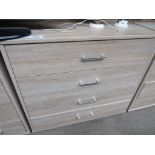 Melamine chest of 4 drawers, 98 x 40 x 86cms.