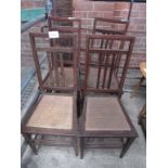 4 inlaid mahogany cane seat chairs.