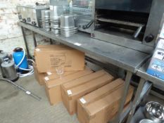 Large stainless steel mobile prep table with shelf.