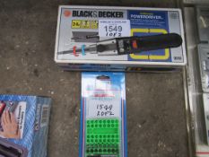 Black and Decker power driver and 33-piece bit set.