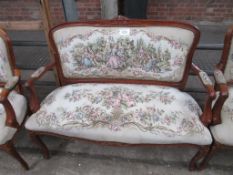Suite of upholstered French style sofa and 2 armchairs.