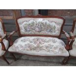 Suite of upholstered French style sofa and 2 armchairs.