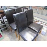 4 brown leather-effect high back chairs.