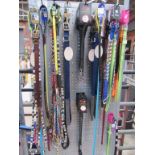 Quantity of dog leads together with display stand.