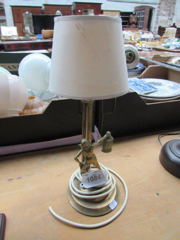 Vintage solid Brass Cornish Pixie table lamp.