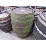 Wooden barrel, diameter top 40cms, height 68cms.