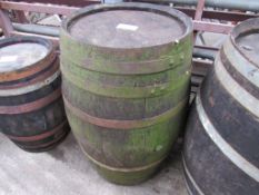 Wooden barrel, diameter top 40cms, height 68cms.