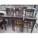 3 brown leather-effect seat high chairs.