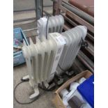 3 electric oil-filled heaters.