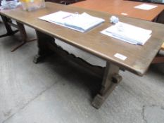 Oak refectory style table 183 x 77 x 76cms.