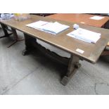 Oak refectory style table 183 x 77 x 76cms.