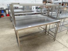Stainless steel preparation table with over shelf.