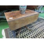 Mahogany pedestal drop-side table with drawer to one end
