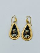 Pair of gold and enamel drop earrings