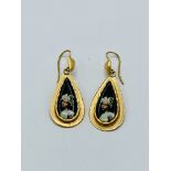 Pair of gold and enamel drop earrings