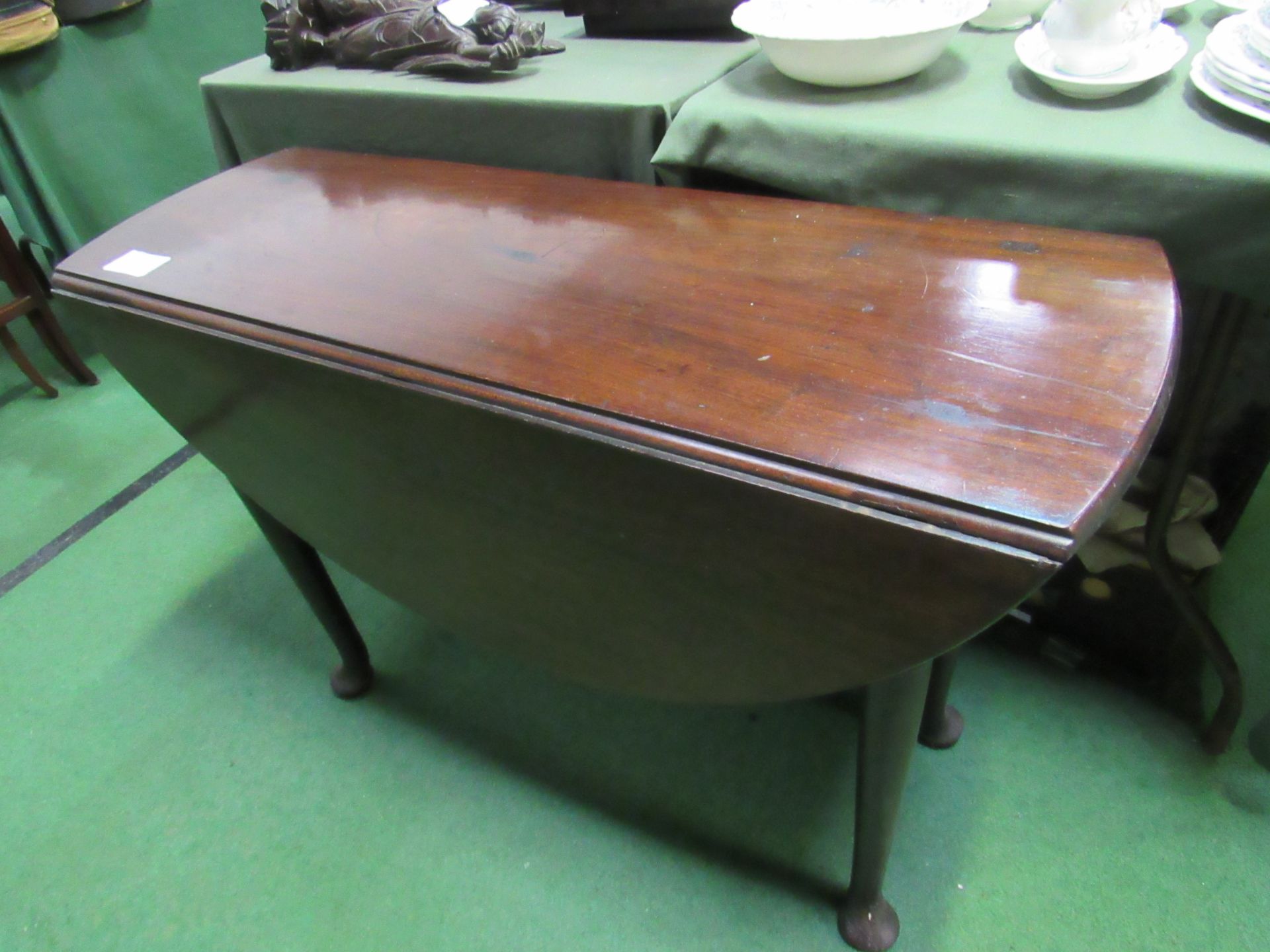 Rosewood gate leg table on pad feet. - Image 2 of 2