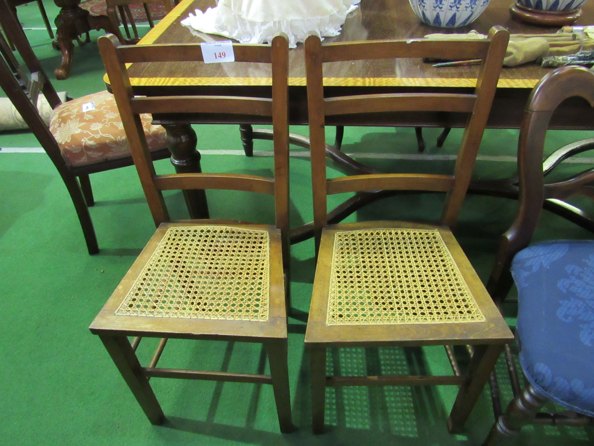 2 cane seat chairs and 2 mahogany framed dining chairs. - Image 3 of 3