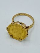 1898 half sovereign in 9ct gold ring